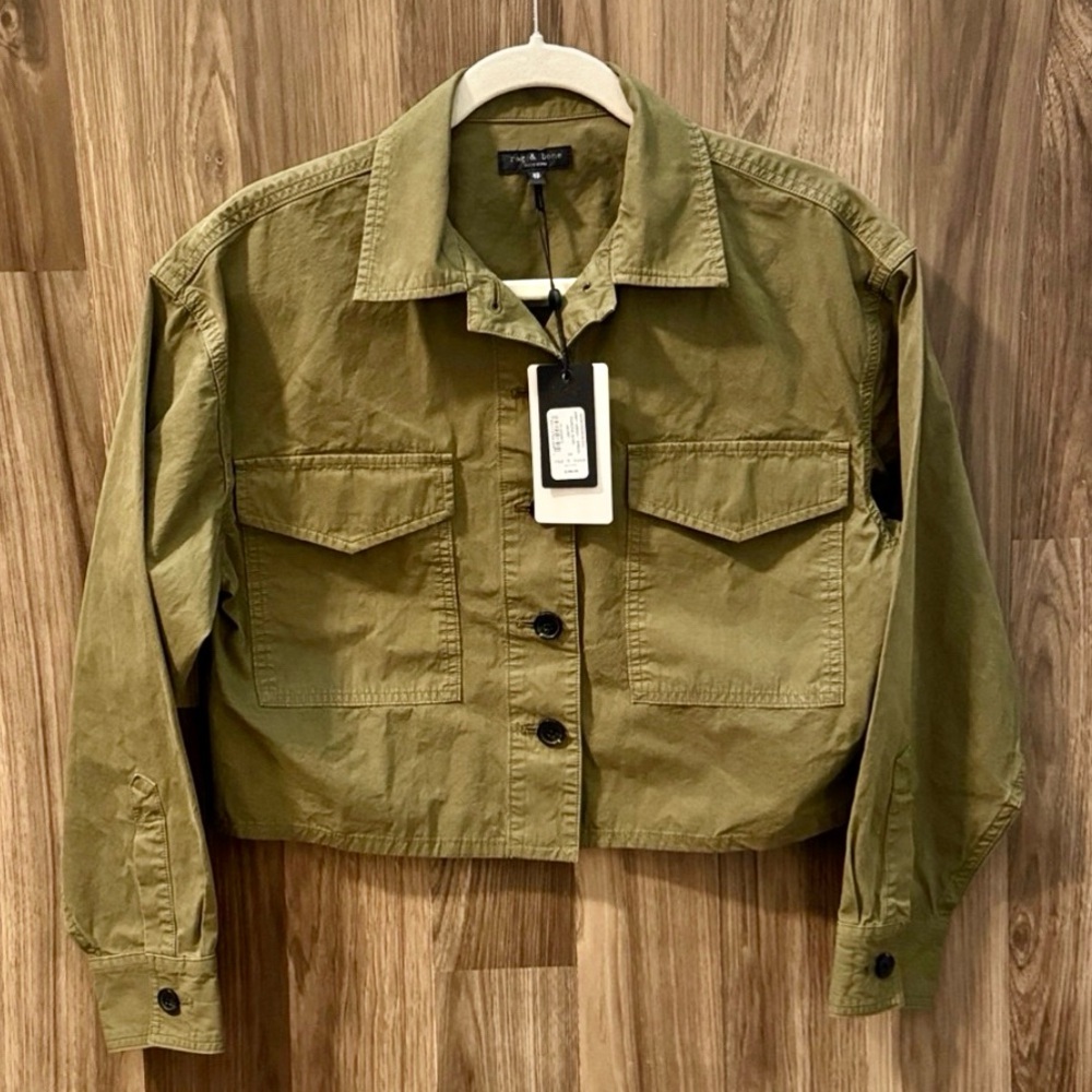 Rag & Bone NWT Ramona Shirt Jacket Army Green Pockets Button Oversized Boxy XS